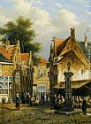 Market in a Town Square by Johannes Franciscus Spohler